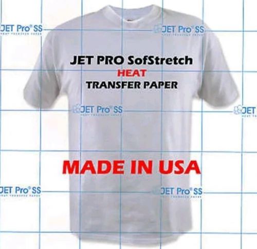 JET PRO SOFT STRETCH INKJET HEAT IRON ON TRANSFER PAPER 8.5 X 11&#034; - 15 SHEETS :)