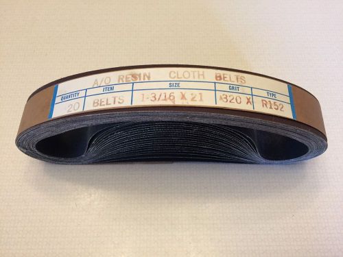 A/O RESIN CLOTH SANDING BELTS 1 -3/16 X 21&#034; Grit 320-X  R152 20 BELTS PER PACK