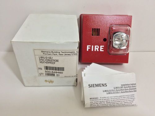 NEW! SIEMENS WEATHERPROOF SYNC HORN / STROBE 500-649460 U-MHU-S110S-1