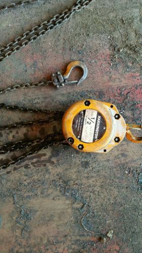 Harrington 20 ft. lift cf005 cf4 196 1/2 ton manual chain fall hoist for sale