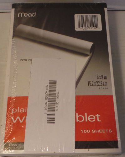 New lot of 6 MEAD writing tablets PLAIN 100 sheets each 6x9 inches