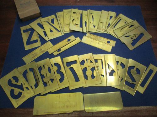 Vintage 4&#034; Brass Stencil Set by Hanson Co. Complete Alphabet Figures 0-9 Unused