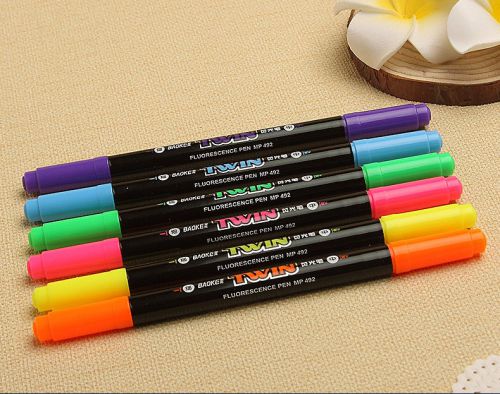 6x baoke fluorescence highlighters marker pen business office highlight pens for sale