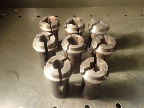 8 Pieces of Hardinge and Brown &amp; Sharpe 11C Collets, Hex &amp; Square