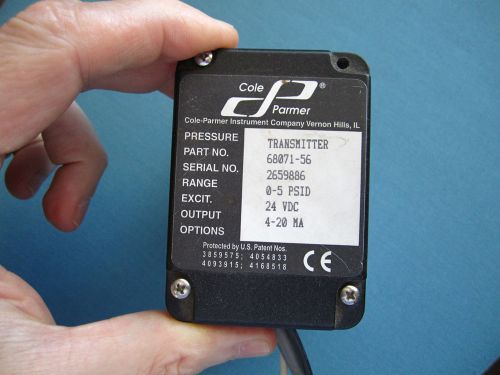 0 to 5.0 psid cole-parmer wet/wet differential pressure transmitter 68071-56 for sale