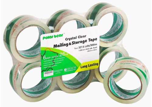 Polar Bear Mailing &amp; Storage Tape, 1.89&#034; X 55 Yards, 2.6 Mil, 3&#034; Core, 6pk