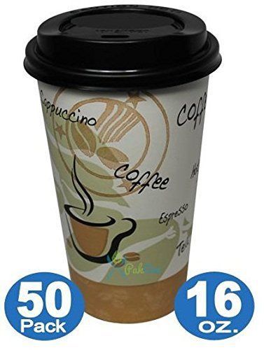 [50pk] 16 oz Hot Paper Cups for Coffee for Tea and Hot Drinks. 50% Thicker Than