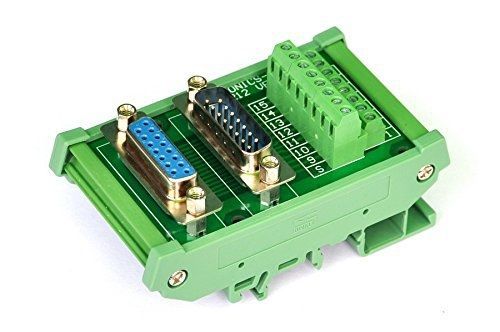 Electronics-Salon DB15 D-SUB DIN Rail Mount Interface Module, DSUB Male /