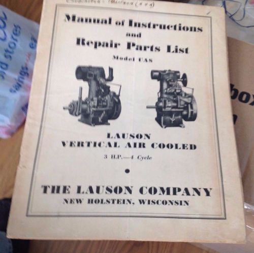 LAUSON AIR COOLED ENGINES MANUAL OF INSTRUCTIONS &amp; REPAIR PARTS LIST 1940