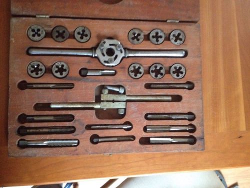 VTG Tap &amp; DIE SET ORIGINAL WOOD CASE-ACE w/ Craftsman/Blue Point/John Bath