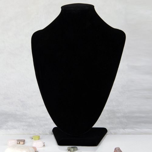 Wood Black Velvet Necklace Chain Jewelry Displays Bust Holder Stand Showcase