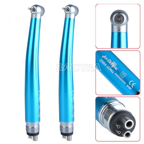 2X JoyDental Standard Clean Head Push Button High Speed Handpiece 4 Hole Blue