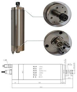 1.5HP 1.2kw 24000RPM ER11 water cooling Woodworking AC Spindle motor 62mm