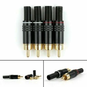 4 Pcs Copper RCA Plug Audio Male Connector W Metal Spring Adapter CN