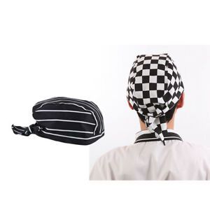 2Pcs Unisex Catering Chef&#039;s Headwrap Bandana Hat Head Do Tied Caps