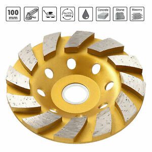 100mm 4&#034; Diamond Segment Grinding Wheel Disc Grinder Cup Concrete Stone Cut NEW