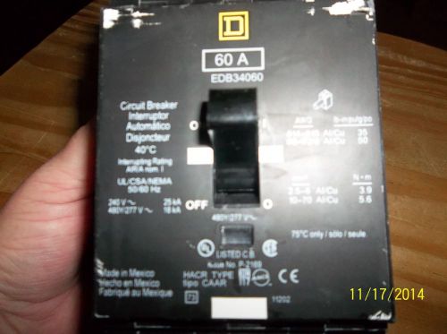 Square D EDB34060 3 pole 60 amp circuit breaker