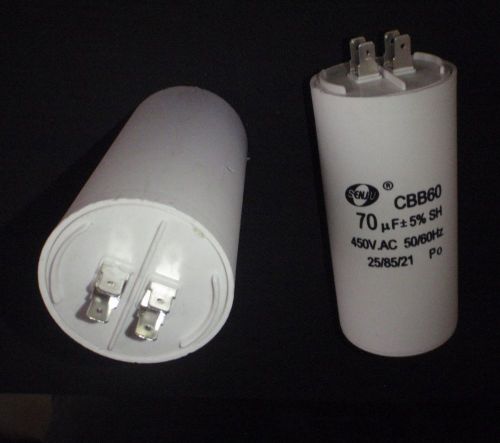 Capacitor cbb60 450vac 70uf hvac 70 mfd ac appliance motor start / run # white for sale