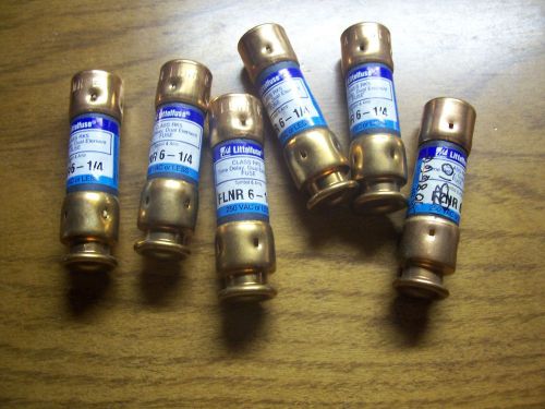 Lot of 6 NEW  LITTELFUSE FLNR-6-1/4 TIME DELAY FUSE 6.25 AMP 250 V