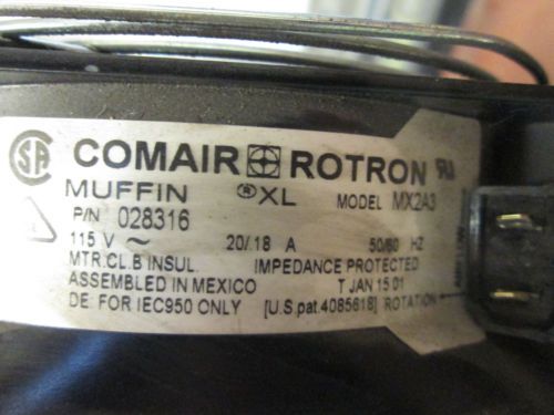 Comair Rotron Muffin XL Fan MX2A3 028316 115VAC 20/.18A 50/60Hz Used