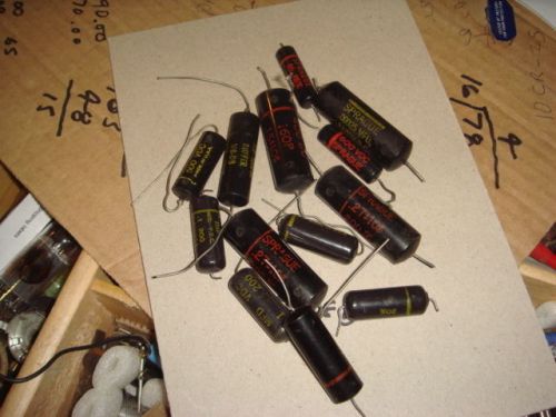 13 Useful Black Case Capacitors Sprague IMP Look at bag list below.