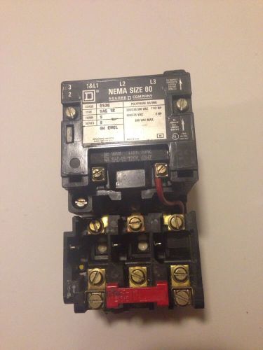 Square d class 8536 type sag12 ser b motor starter nema size 00 120v coil good for sale