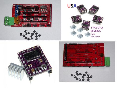 RAMPS1.4 3D PRINTER BOARD &amp; 5PCS DRV8825 DRIVERS WITH HEAT-SINKS USA SHIP !