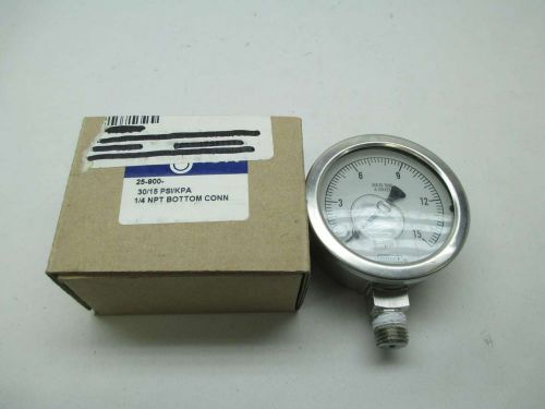 NEW NOSHOK 25-900-30/15PSI/KPA 0-15PSI 1/4IN NPT PRESSURE GAUGE D383796