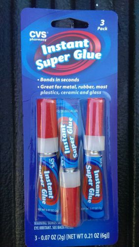 CVS Instant Super Glue - 3 Pack - 0.07 OZ (2g) - Made in USA