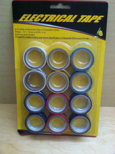 Electrical tape 12-pack, assorted 6 colors for sale