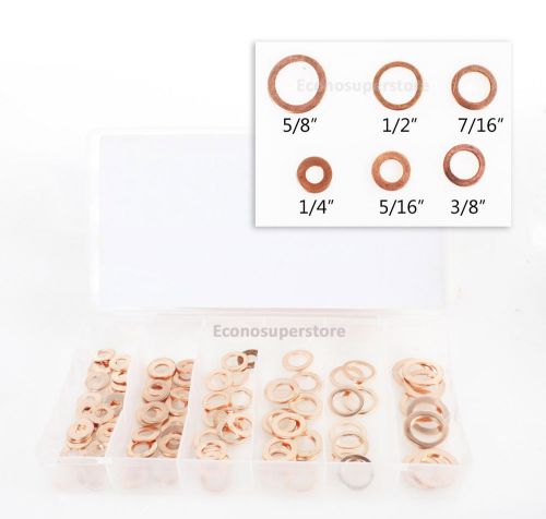 110pc Copper Washer Flat Ring SAE Assortment Oil Brake Clutch Line Conductivity