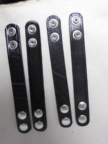 B76 4 Lot G&amp;G Plain Black Police Duty Belt Keepers 7/8&#034; Wide Double CHROMED Snap