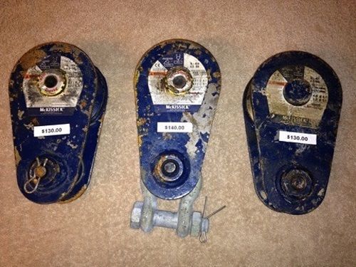 Three mckissick:-light champion single sheave tailboard snatch blocks # 102025 for sale