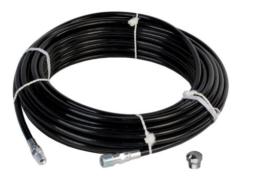 1/8&#034; npt x 100&#039; hose &amp; 6.0 orifice button nose nozzle 4000 psi sewer jetter kit for sale