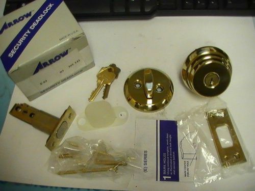 ARROW E61 395 141 DEADBOLT HEAVY DUTY SINGLE CYLINDER DEAD LOCK POLISHED BRASS