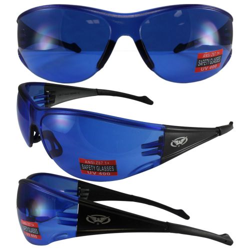 FULL THROTTLE BY GLOBAL VISION SAFETY SUNGLASSES BLACK FRAME BLUE LENS