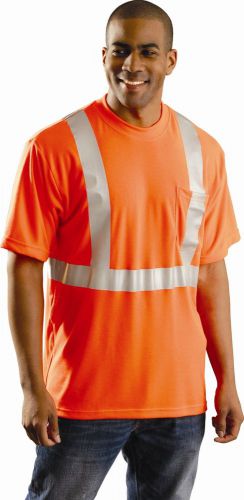 Safety T-Shirt, XLarge, Hi Vis Orange, Polyester Wicking , ANSI Class 2