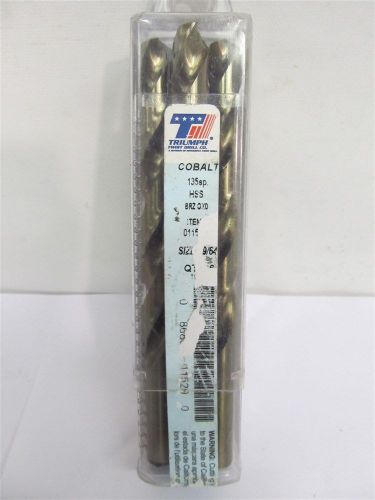 Triumph Twist Drill 011529, T1C, 29/64&#034;, Cobalt, Jobber Length Drill Bit - 6 ea