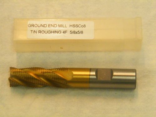 5/8 x 5/8 x1-7/8 x 3-3/4 4-Flute Tin Roughing Ground End Mill Hss-Co8