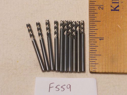 10 NEW 3 MM SHANK CARBIDE END MILLS. 4 FLUTE. USA MADE  (F559)