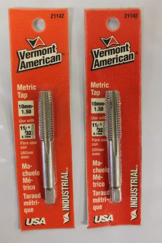 Set of 2 Vermont American 21142 10MM-1.50 High Carbon Steel Metric Plug Tap