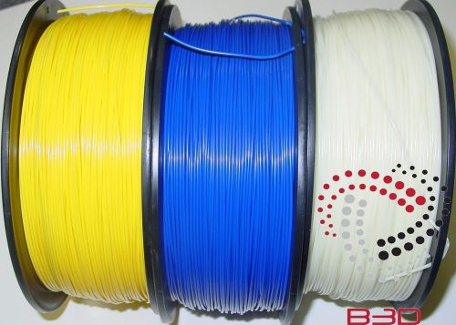 1.75 mm Filament 4 3D Printer. ABS YELLOW,BLUE, AND NATURAL BUNDLE SPOOLS