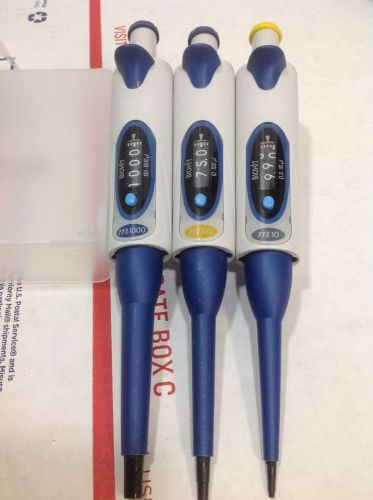 Set of 3 Biohit mLINE Single Channel Pipette M10, M100, M1000, #3