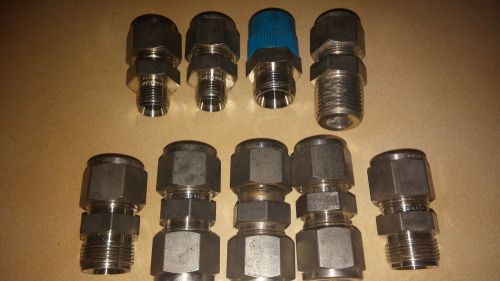 LOT OF 9  SWAGELOK 1/2&#034; TUBE FITTINGS