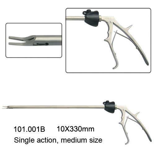 New Clip Applier Single Action 10X330mm Laparoscopy //*Medium size