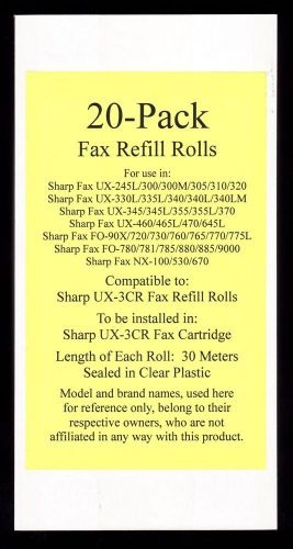 20-pack of ux-3cr fax refill rolls for sharp ux-300 ux-300m ux-305 ux-310 ux-320 for sale