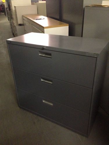 3 drawer lateral size file cabinet by hon office furniture w/lock&amp;key 42&#034;w for sale