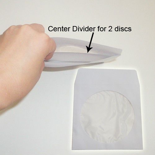500 White Color Double Capacity 2-Disk CD DVD Disc Paper Sleeve Envelope Holder