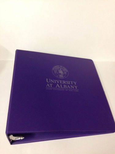 XLARGE 3&#034; 3-RING PURPLE STATE UNIVERSITY OF NEW YORK ALBANY BINDER EUC POCKETS