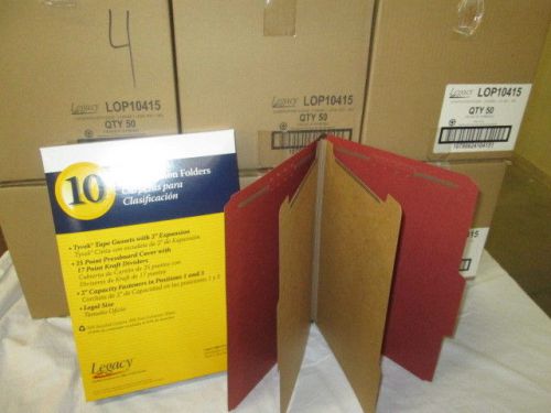 300 NEW LEGACY LOP10415 PRESSBOARD LEGAL RED CLASSIFICATION FOLDERS FASTENERS